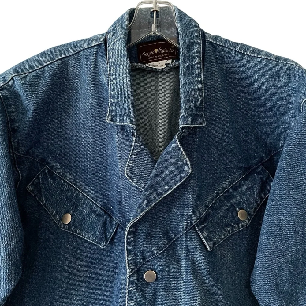Vintage Sergio Valente Long Denim Jacket 3/4 Sleeve - Picture 2 of 16